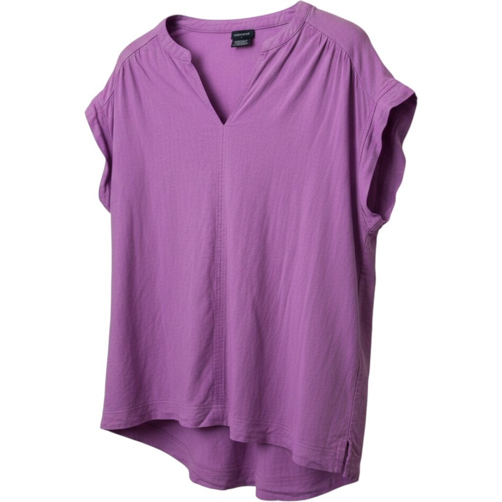 Splendid Linen Blend Blouse M Purple Orchid Relaxed V-Neck Coastal Boho Casual